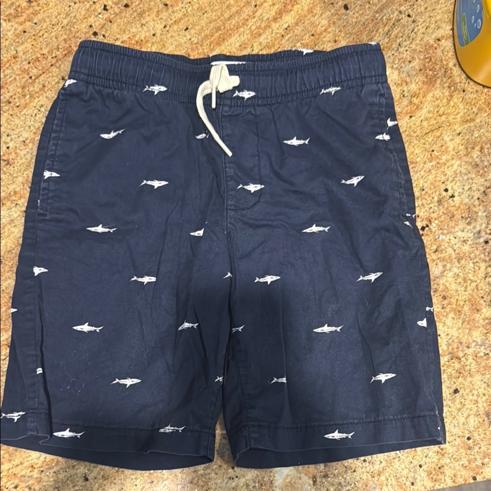 Old Navy Navy Blue Shark Print Kids Casual Shorts Size 8 boys
